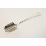 George V silver cheese scoop, London 1928, engraved with a crest and motto 'Deo Favente', 21cm,