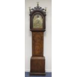Late George III mahogany and walnut longcase clock by John Wenham of Dearham, fretwork top having