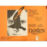 Damien Omen II (1978) quad film poster, printed by W.E. Bury, Bradford; also two Omen/Omen II double