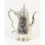 George II silver coffee pot, maker Thomas Whipham, London 1746, having a domed hinged cover with