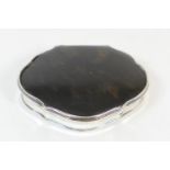 Late 19th Century tortoiseshell and white metal snuff box, shaped form with hinged cover, 8cm x 6.