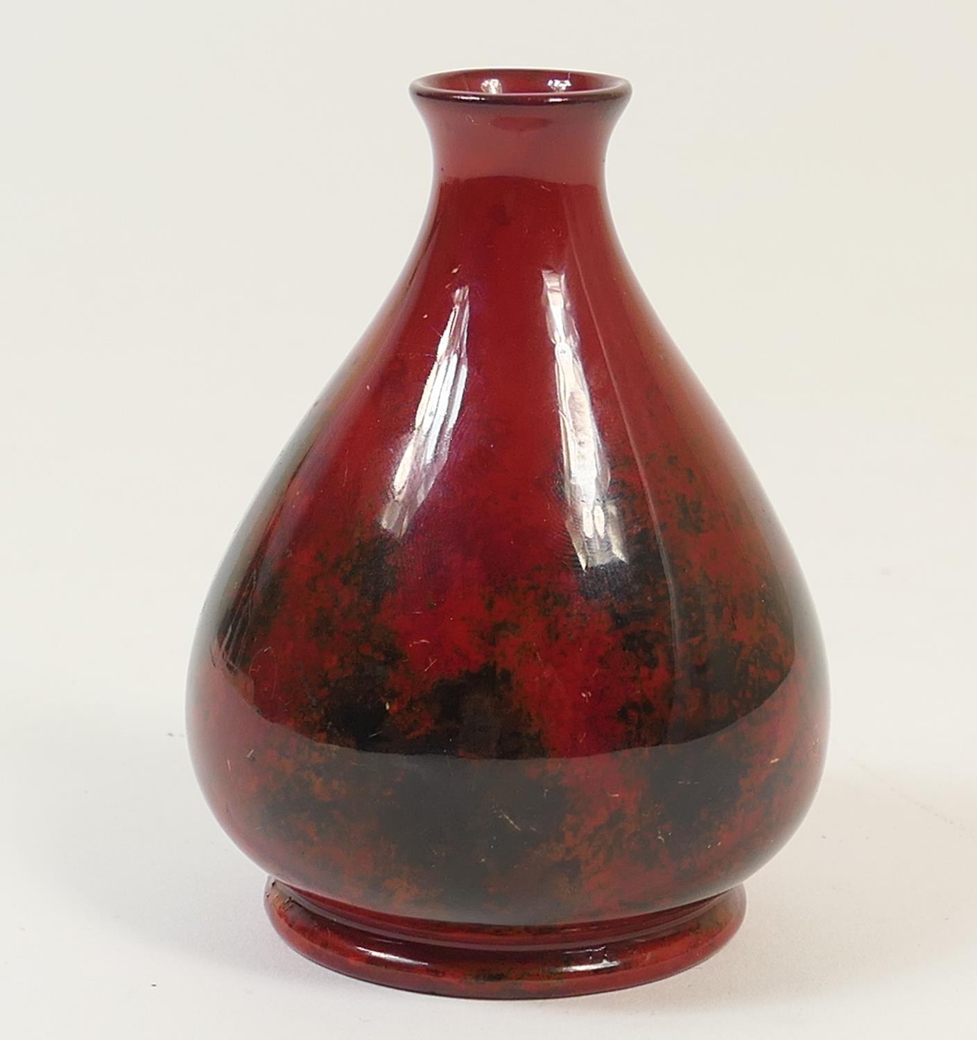 E R Wilkes, flambe bottle vase, baluster form with narrow flared neck, inscribed signature mark,