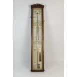 Admiral Fitzroy's barometer, late 20th Century, traditional form in a mahogany case, 100cm x 20cm (