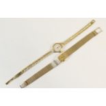 Omega 9ct gold lady's bracelet wristwatch, circa 1960s, 10mm square gold coloured dial, signed,