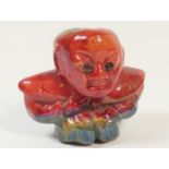 Bernard Moore flambe Diakokan, the glaze with blue highlights, original blue glass eyes,