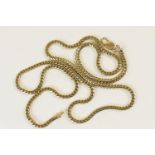 9ct gold fancy snake link guard chain, with lobster claw clasp, length 75cm, weight approx. 60.8g (