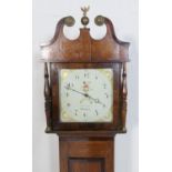Humphrey Jones, Oswestry, early 19th Century oak and mahogany thirty hour longcase clock, painted