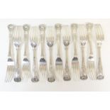 Twelve George V silver Kings pattern dessert forks, by Mappin & Webb, Sheffield 1913, each