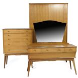 Alfred Cox (Brunswick Place, London) for Maples, walnut bedroom suite, circa 1960, comprising two