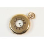 Waltham 9ct gold half hunter pocket watch, the case hallmarked Birmingham 1923, blue enamelled Roman