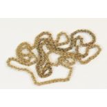 9ct gold double chainlink necklace, with lobster claw clasp, length 80cm, weight approx. 31.6g (