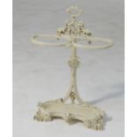 Victorian cast iron stick stand, complete with drip tray, height 72cm, width 51cm (Viewing is by