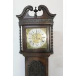 Andrew Knowles (Bolton, circa 1725-40), clockmaker, eight day carved oak longcase clock, the hood