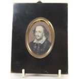 English School (19th Century), Portrait miniature of William Shakespeare after the Chandos portrait,