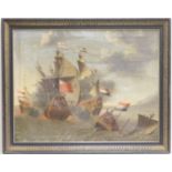 Attributed to Peter Monamy (1681-1749), In the midst of battle, the Anglo-Dutch Wars, oil on canvas,
