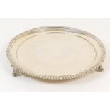 William IV silver card tray, by the Barnards, London 1837, circular form with gadrooned edge, raised