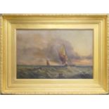 George Stainton (active 1860-90), A squall at sea, oil on canvas, signed, 55cm x 85cm (Viewing is by