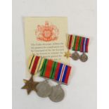 Second World War medal group of three with miniatures, awarded to Hywel Pritchard-Jones RAF