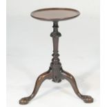 Quality Edwardian mahogany wine table in Chippendale Revival style, dished circular top over a