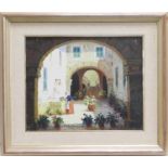 Caballero (Spanish, late 20th Century), At the well, oil on canvas, signed, 33cm x 41cm (Viewing