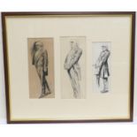 Harry Furniss (1854-1925), three pen and ink studies of W E Gladstone, each signed with initials,