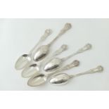 Six Victorian silver Queens pattern table spoons, by Lias & Lias, five being London 1857, the