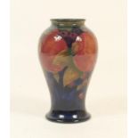 Moorcroft Pomegranate vase, inverted baluster form, deep blue ground, impressed marks and painted