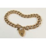 9ct gold curb link bracelet, with padlock clasp and safety chain, length approx. 20cm, weight