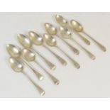 Mixed silver flatware comprising: Pair of old English dessert spoons by Peter and William Bateman,