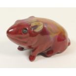 Bernard Moore flambe peach glazed guinea pig (?) (eyes deficient), 5cm (Viewing is by appointment