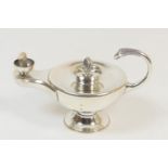 Edwardian silver lamp form table lighter, by Barrett & Sons, Chester 1908, flame finial snuffer,