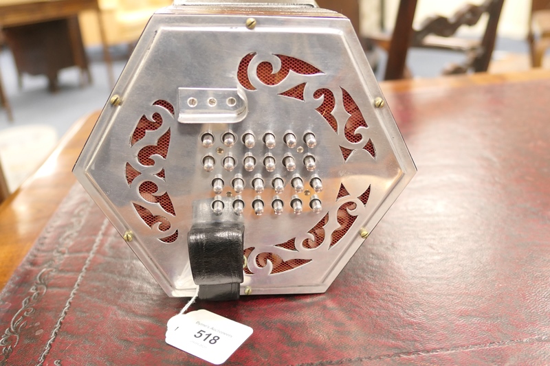 Henry Crabbe & Son concertina, circa 1960s/70s, 48 Anglo type, finished in rosewood and faced with - Image 2 of 6