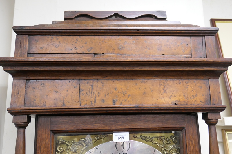 John Winstanley, Holywell (1791-1835), eight day longcase clock, caddy top hood with amboyna panel - Image 4 of 11
