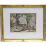 English School (late 19th Century), Old farmstead in Spring, watercolour, unsigned, 24cm x 32cm (