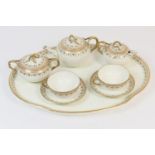 Wedgwood china cabaret set, circa 1900-10, comprising lidded teapot, lidded sucrier, lidded milk