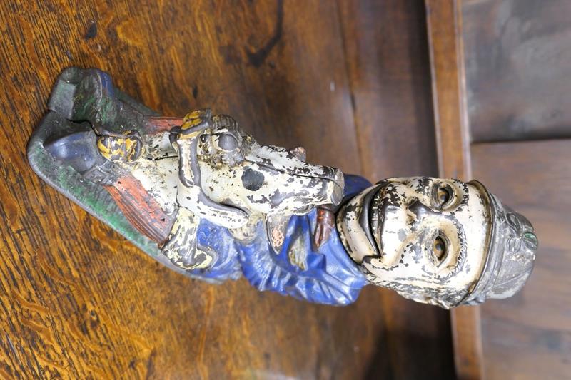 Painted cast iron novelty money box, formed as an Irishman holding a piglet, height 21cm (Viewing is - Image 4 of 6