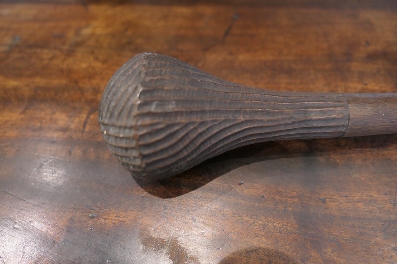 Carved hardwood walking cane, with simple geometric incised decoration, possibly Aboriginal - Image 4 of 11