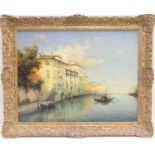 Antoine Bouvard Snr (1875-1956), On Giudecca, a Venetian backwater, signed oil on canvas, 50cm x
