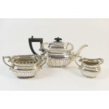 Edwardian silver bachelor's three piece tea service, maker William Neale & Son, Chester 1902 and