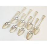 Eight Victorian silver Kings pattern table spoons, all with London hallmarks, comprising: 2 x