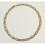 Italian 9ct two colour gold necklace, formed as open rectangular links, length approx. 35cm,