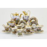 French hand decorated porcelain coffee service, probably Paris, early 19th Century, comprising