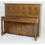 Secessionist style mahogany upright piano, by A H Francke of Leipzig, iron framed, overstrung, under