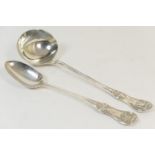 Victorian silver Queens pattern soup ladle, by John Aldwinckle & Thomas Slater, London 1885, 34.5cm,