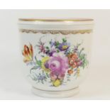 Dresden porcelain jardiniere, decorated with polychrome floral sprays, height 23.5cm (Viewing is