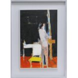 Peter Kinley (1926-88), Standing figure with easel #2, oil on board, signed, dated 1960, 50cm x 31.