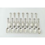 Fifteen Victorian silver Queens pattern teaspoons, by George Adams, London 1852 x 7, 1867 x 6,