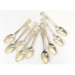 Four George IV silver teaspoons in Kings pattern, by William Chawner, London 1830/31; also a pair of