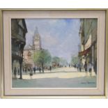 George Thompson (1934-2019), Town Hall Square, Chester, signed oil on canvas, 45cm x 55cm (Viewing