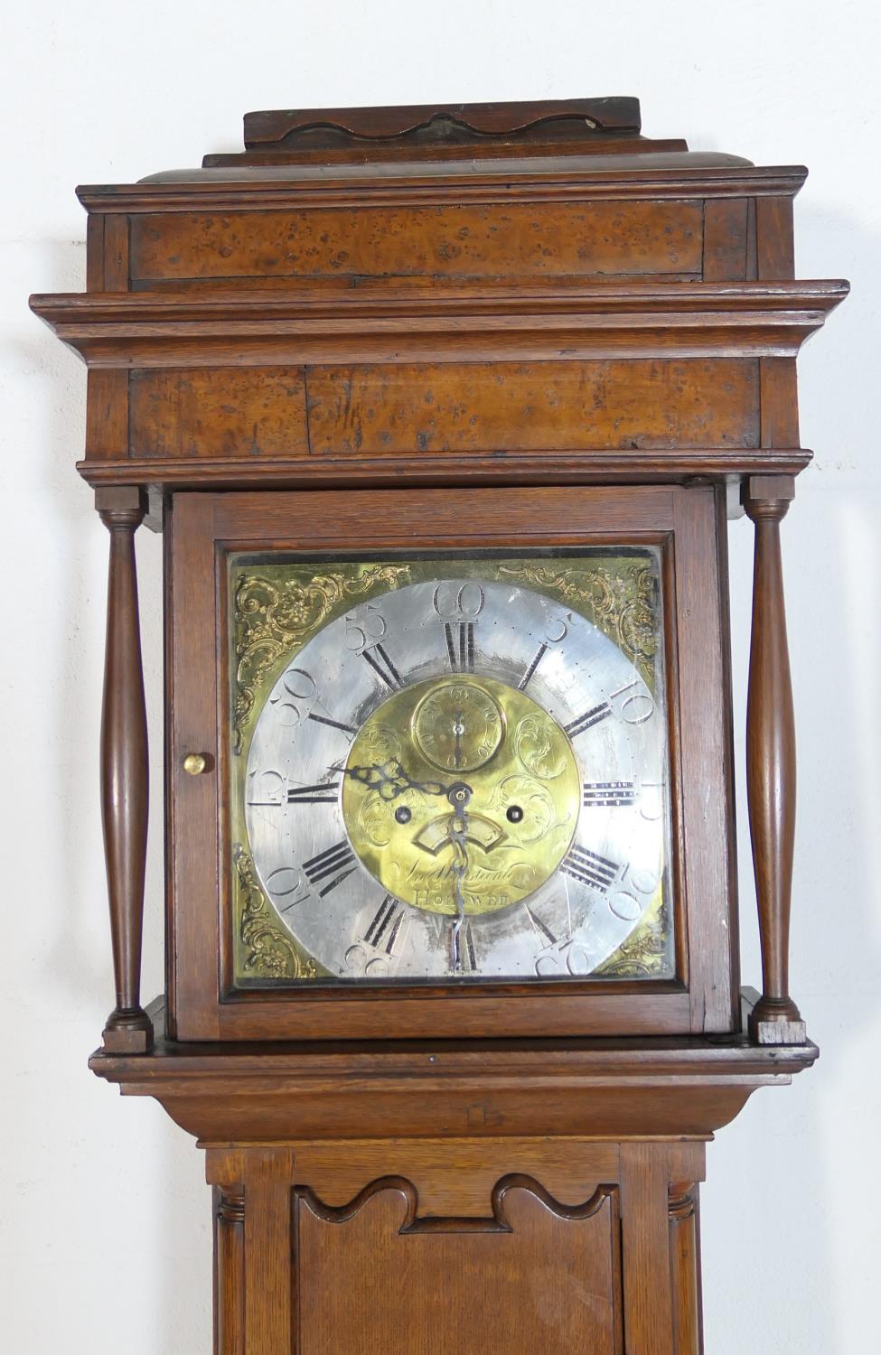 John Winstanley, Holywell (1791-1835), eight day longcase clock, caddy top hood with amboyna panel